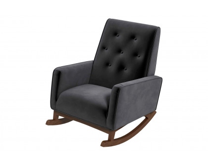 Ashcroft™ Demetrius Fabric Solid Wood Rocking Chair - Dark Gray