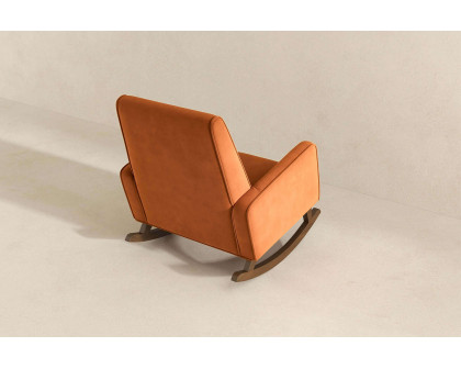 Ashcroft Demetrius Velvet Solid Wood Rocking Chair - Orange