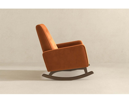 Ashcroft Demetrius Velvet Solid Wood Rocking Chair - Orange