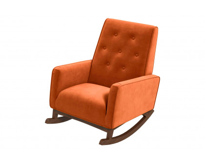 Ashcroft Demetrius Velvet Solid Wood Rocking Chair - Orange