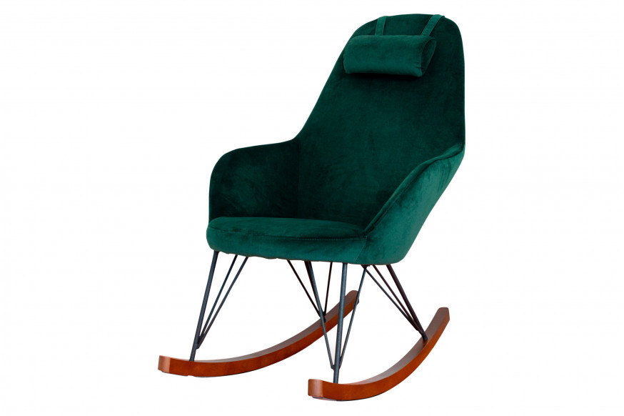 Ashcroft™ Chloe Mid-Century Modern Rocker Livingroom And Bedroom Chair - Dark Green