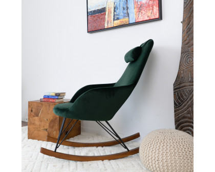 Ashcroft™ Chloe Mid-Century Modern Rocker Livingroom And Bedroom Chair - Dark Green