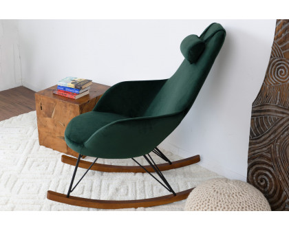 Ashcroft™ Chloe Mid-Century Modern Rocker Livingroom And Bedroom Chair - Dark Green