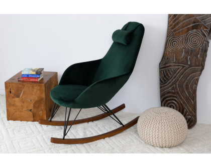 Ashcroft™ Chloe Mid-Century Modern Rocker Livingroom And Bedroom Chair - Dark Green