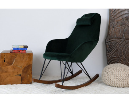 Ashcroft™ Chloe Mid-Century Modern Rocker Livingroom And Bedroom Chair - Dark Green