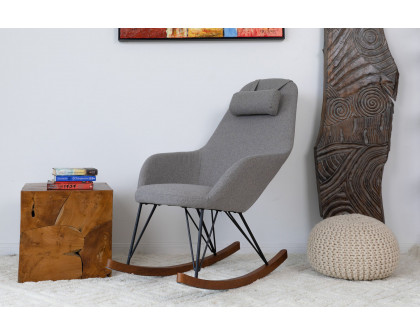 Ashcroft™ Chloe Mid-Century Modern Rocker Livingroom And Bedroom Chair - Gray