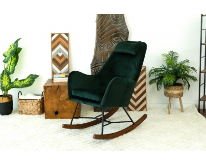 Ashcroft Chelsea Velvet Rocking Chair - Green