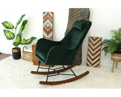 Ashcroft Chelsea Velvet Rocking Chair - Green