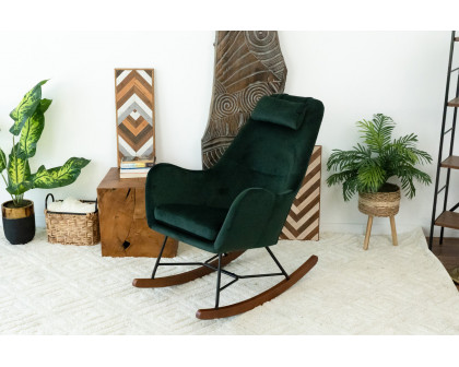 Ashcroft Chelsea Velvet Rocking Chair - Green