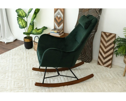 Ashcroft Chelsea Velvet Rocking Chair - Green