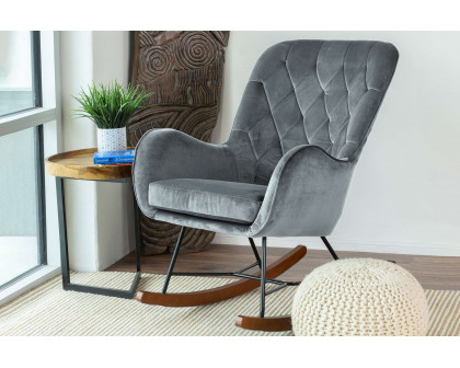 Ashcroft Hannah Mid-Century Modern Rocking Chair - Dark Gray