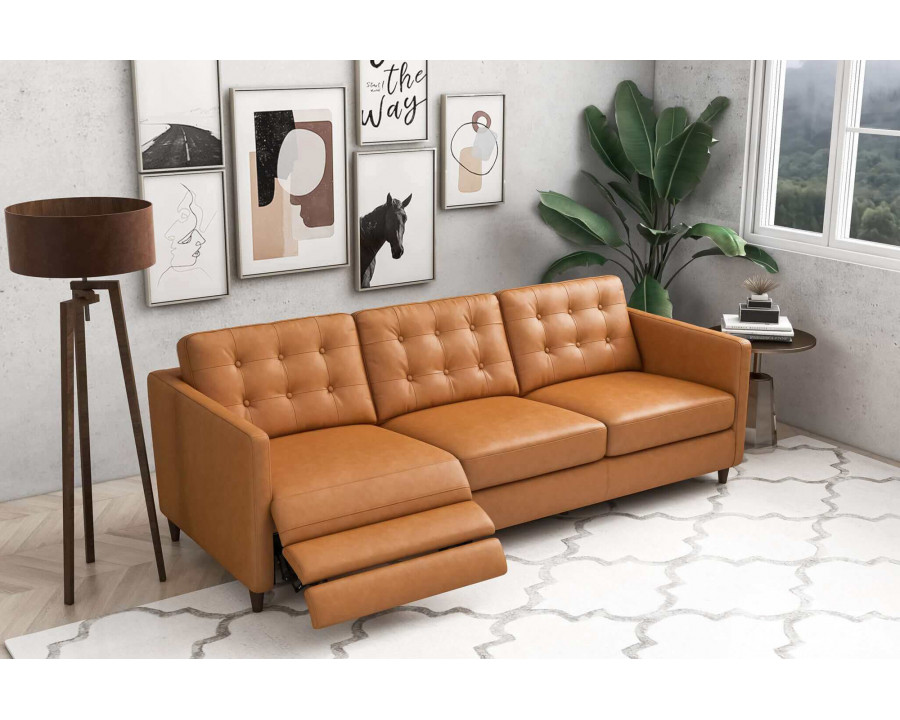 Ashcroft Christopher Leather Electric Reclining Sofa - Tan, Left Recliner