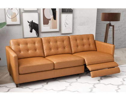 Ashcroft Christopher Leather Electric Reclining Sofa - Tan, Left Recliner