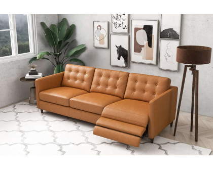 Ashcroft Christopher Leather Electric Reclining Sofa - Tan, Right Recliner