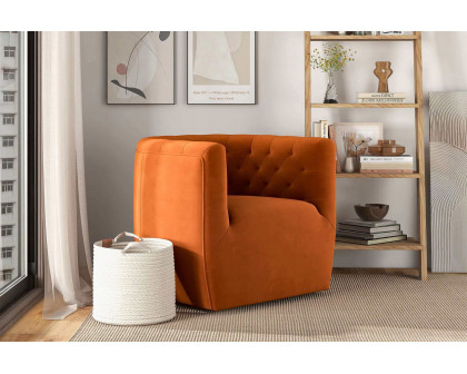 Ashcroft™ Delaney Velvet Swivel Chair - Burnt Orange