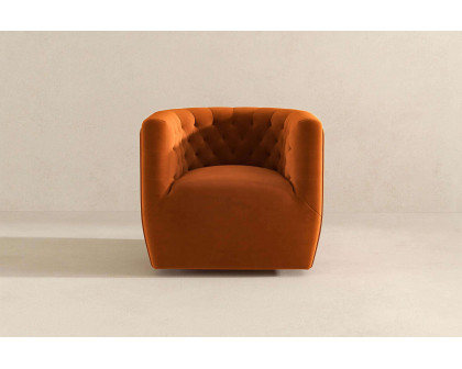 Ashcroft™ Delaney Velvet Swivel Chair - Burnt Orange