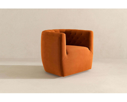 Ashcroft™ Delaney Velvet Swivel Chair - Burnt Orange