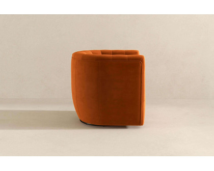 Ashcroft™ Delaney Velvet Swivel Chair - Burnt Orange