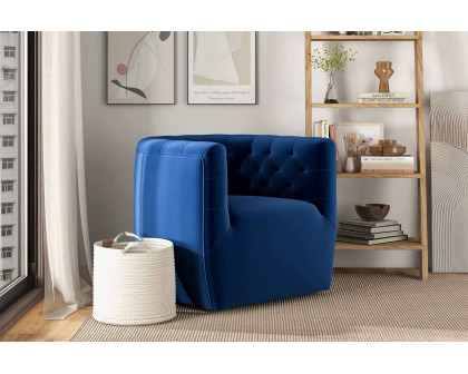 Ashcroft™ Delaney Velvet Swivel Chair - Dark Blue