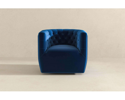 Ashcroft™ Delaney Velvet Swivel Chair - Dark Blue