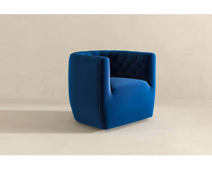 Ashcroft™ Delaney Velvet Swivel Chair - Dark Blue