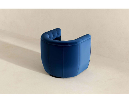 Ashcroft™ Delaney Velvet Swivel Chair - Dark Blue