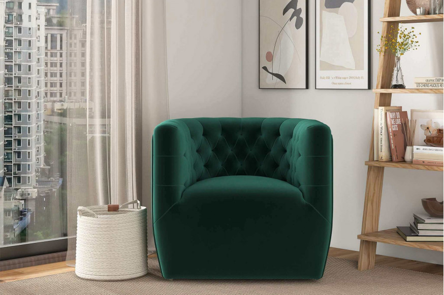 Ashcroft™ Delaney Velvet Swivel Chair - Green