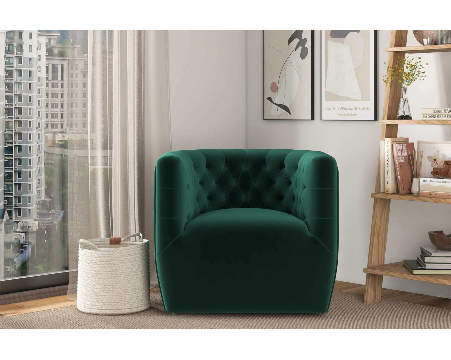 Ashcroft Delaney Velvet Swivel Chair - Green