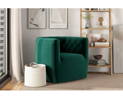 Ashcroft™ Delaney Velvet Swivel Chair - Green