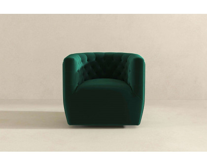 Ashcroft™ Delaney Velvet Swivel Chair - Green