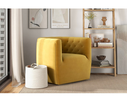 Ashcroft™ Delaney Velvet Swivel Chair - Gold