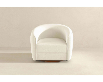 Ashcroft Elise Mid-Century Modern Boucle Swivel Chair - Beige