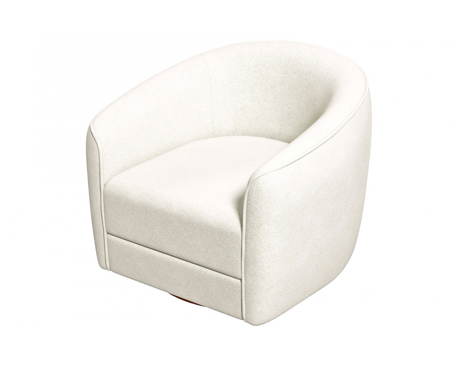 Ashcroft Elise Mid-Century Modern Boucle Swivel Chair - Beige