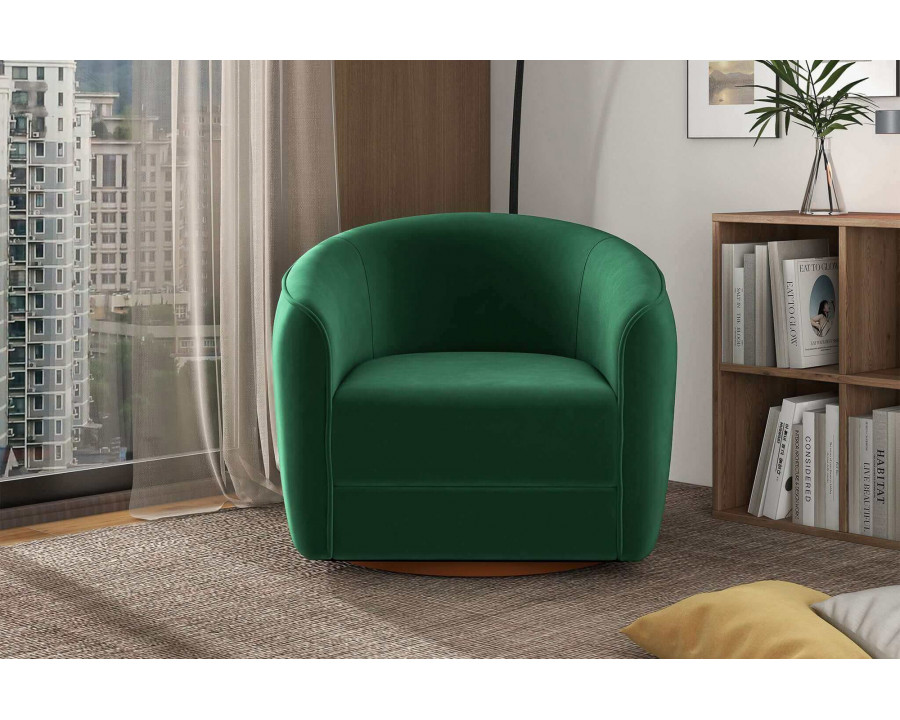 Ashcroft Elise Mid-Century Modern Velvet Swivel Chair - Dark Green