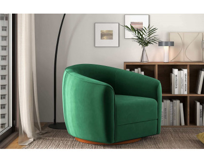 Ashcroft™ Elise Mid-Century Modern Velvet Swivel Chair - Dark Green