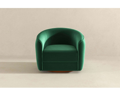 Ashcroft™ Elise Mid-Century Modern Velvet Swivel Chair - Dark Green