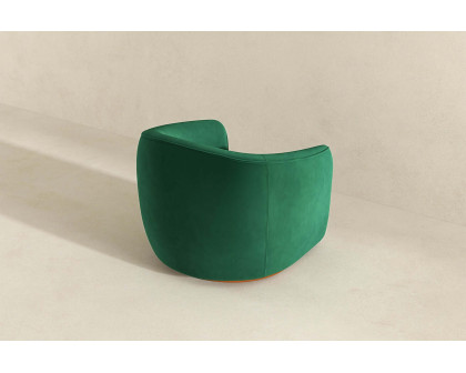 Ashcroft™ Elise Mid-Century Modern Velvet Swivel Chair - Dark Green