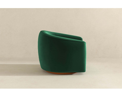 Ashcroft™ Elise Mid-Century Modern Velvet Swivel Chair - Dark Green