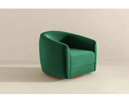 Ashcroft™ Elise Mid-Century Modern Velvet Swivel Chair - Dark Green