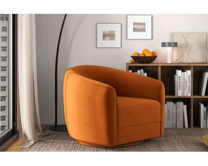 Ashcroft™ Elise Mid-Century Modern Velvet Swivel Chair - Burnt Orange