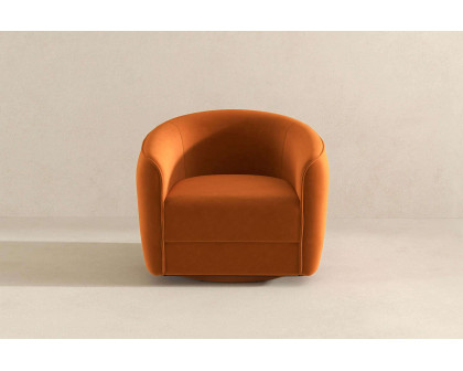 Ashcroft™ Elise Mid-Century Modern Velvet Swivel Chair - Burnt Orange