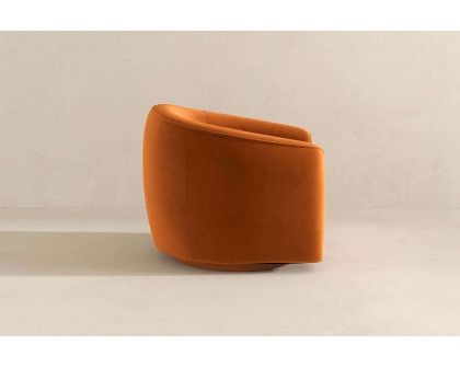 Ashcroft™ Elise Mid-Century Modern Velvet Swivel Chair - Burnt Orange