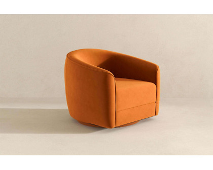 Ashcroft™ Elise Mid-Century Modern Velvet Swivel Chair - Burnt Orange