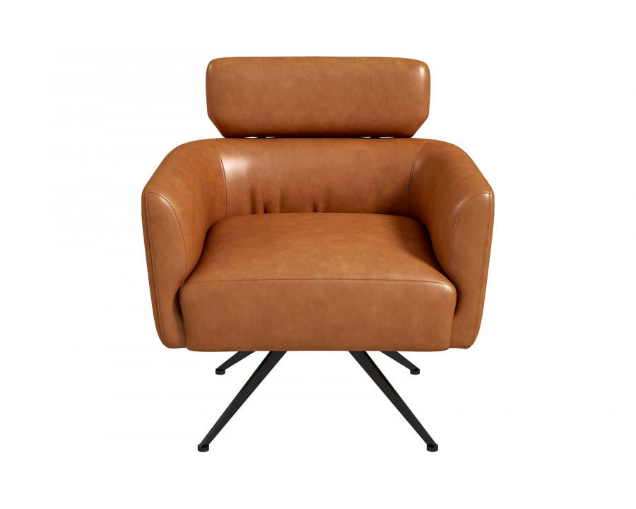 Ashcroft Camila Leather Lounge Chair - Tan