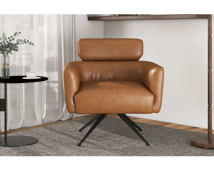 Ashcroft Camila Leather Lounge Chair - Tan