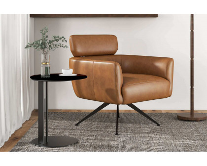 Ashcroft Camila Leather Lounge Chair - Tan