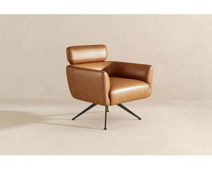 Ashcroft Camila Leather Lounge Chair - Tan