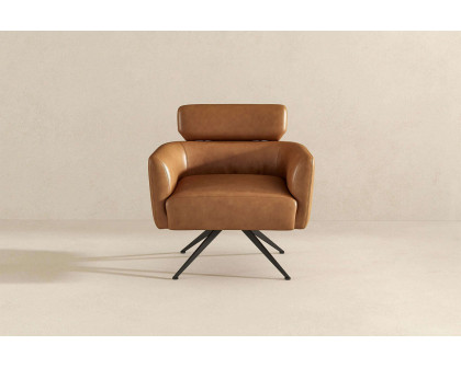 Ashcroft Camila Leather Lounge Chair - Tan