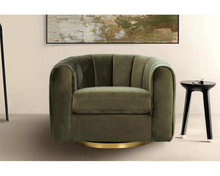 Ashcroft - Cosey Velvet Swivel Chair in Green