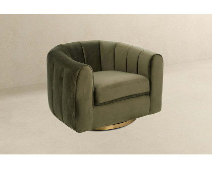 Ashcroft™ Cosey Velvet Swivel Chair - Green